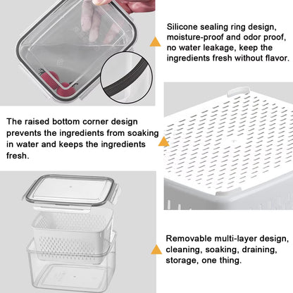 3-Pack Fridge Storage Containers – Keep Your Produce Crisp, Clean, and Organized