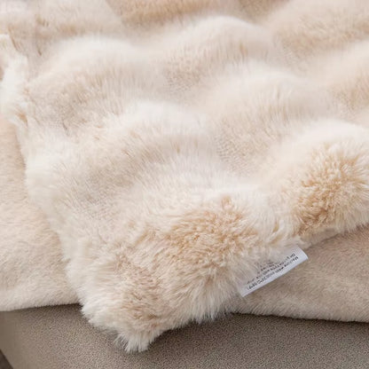 Luxefluff™ Faux Rabbit Fur Throw Blanket – Ultra-Soft, All-Season Warmth for Bed, Sofa & Travel