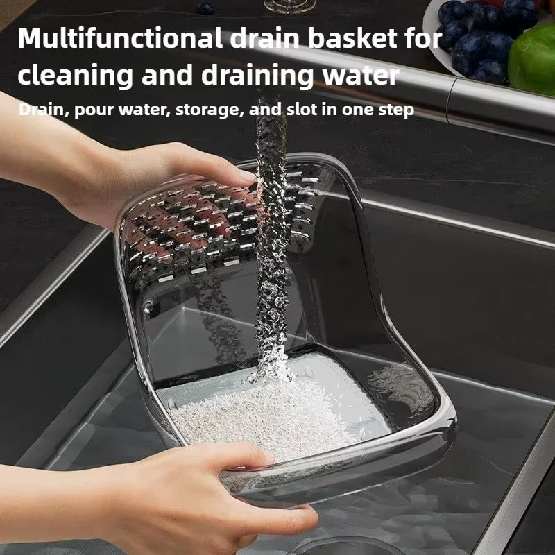 Flexidrain™ Multi-Functional Sink Basket – Double-Drain Kitchen Strainer & Washing Organizer for Fruits, Veggies & Moremulti-Functional Drain Basket Sink Kitchen Sink Strainer Double-Drainage Sink Washing Basket Home Organizer Drain Fruit Strainer