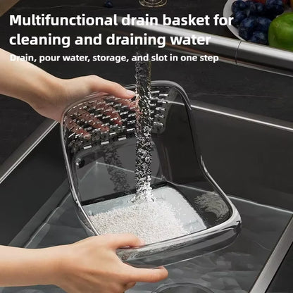 Flexidrain™ Multi-Functional Sink Basket – Double-Drain Kitchen Strainer & Washing Organizer for Fruits, Veggies & Moremulti-Functional Drain Basket Sink Kitchen Sink Strainer Double-Drainage Sink Washing Basket Home Organizer Drain Fruit Strainer