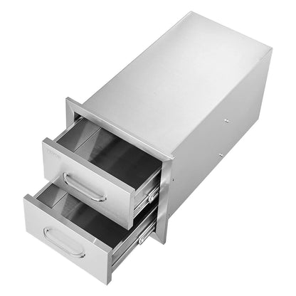 VEVOR Outdoor Kitchen Drawers 14W X 14.3H X 23D Inch, Flush Mount Double BBQ Drawers Stainless Steel with Handle, BBQ Island Drawers for Outdoor Kitchens or Grill Station