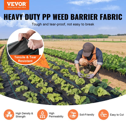 VEVOR 3Ftx50Ft Premium Heavy Duty Weed Barrier Landscape Fabric, 3.2OZ Woven Geotextile Fabric under Gravel, High Permeability for Weed Blocker Weed Mat, Driveway Fabric, Weed Control Garden Cloth
