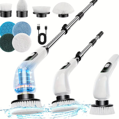 Cordless Power Scrub Brush – Deep Clean with 8 Heads, 3 Speeds & Adjustable Extension Handle