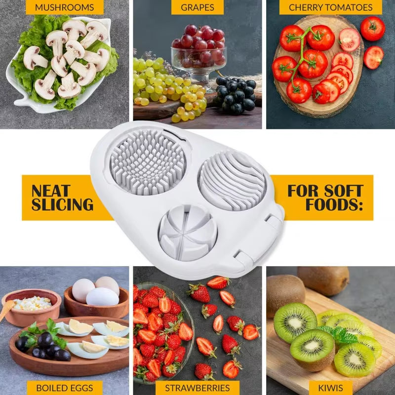 Slicemaster™ 3-In-1 Egg & Veggie Cutter – Precision Slicer for Eggs, Avocados, Fruits & More