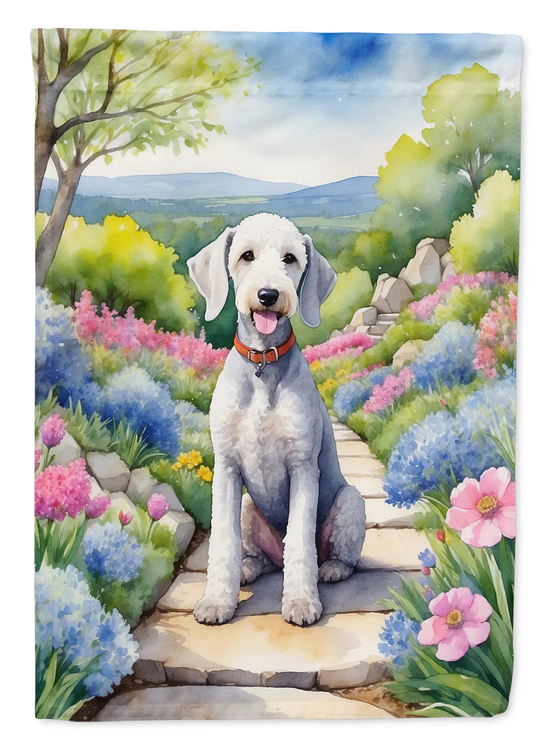 Bedlington Terrier Spring Garden Garden Flag
