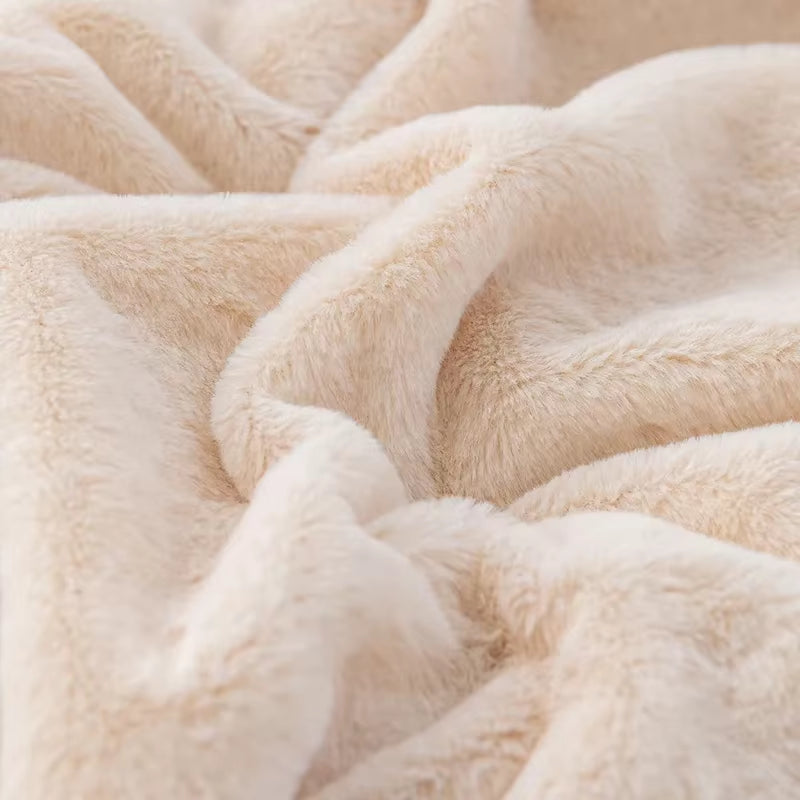 Luxefluff™ Faux Rabbit Fur Throw Blanket – Ultra-Soft, All-Season Warmth for Bed, Sofa & Travel