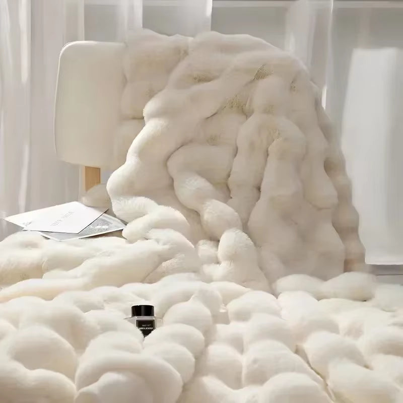 Luxefluff™ Faux Rabbit Fur Throw Blanket – Ultra-Soft, All-Season Warmth for Bed, Sofa & Travel