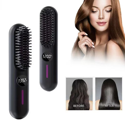 Electric Hot Comb – 2-In-1 Straightening Brush with Anti-Scald & Ionic Smoothing Power